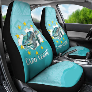 Sao Vincente Cabo Verde Car Seat Cover Map With Sea Turtle African Pattern