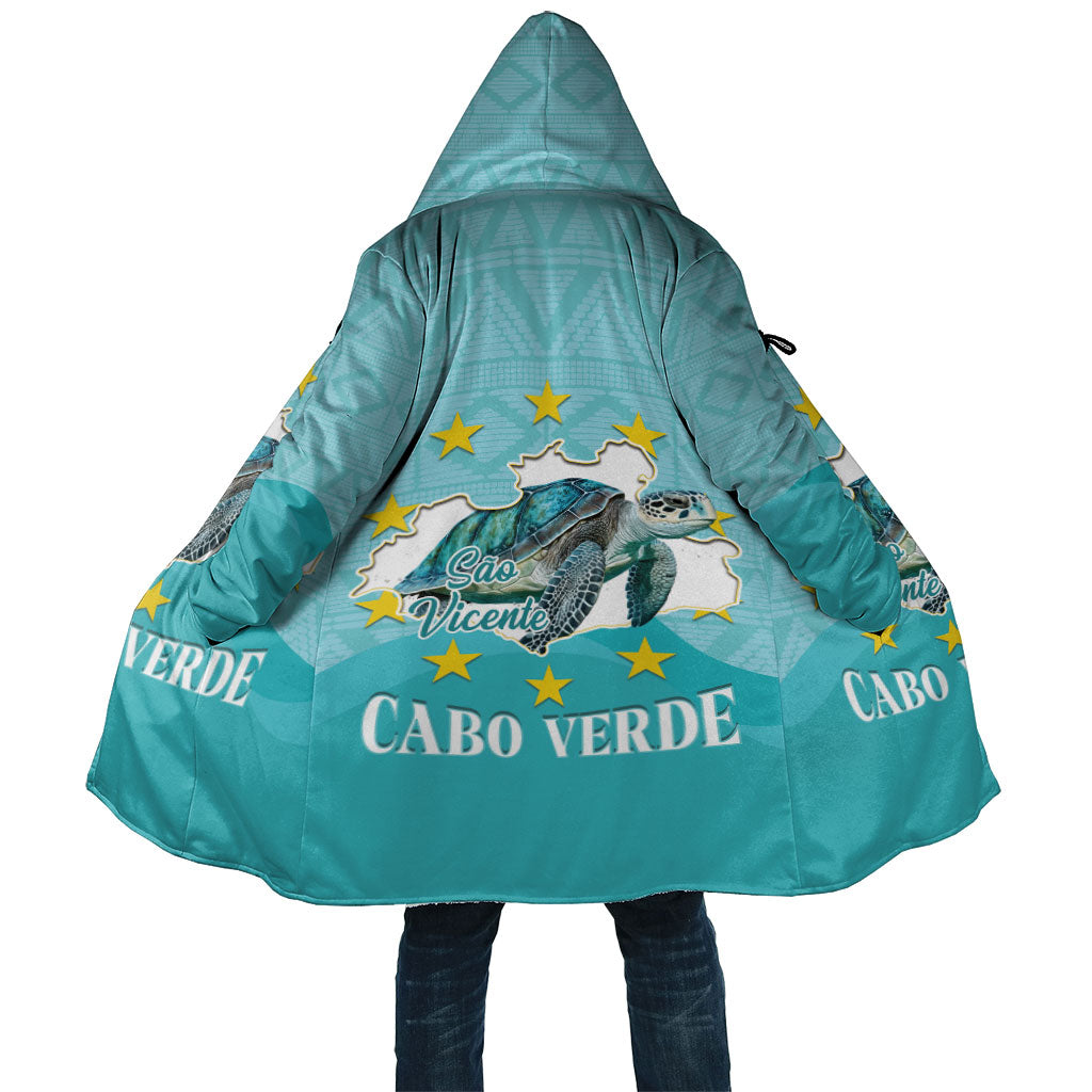 Sao Vincente Cabo Verde Cloak Map With Sea Turtle African Pattern