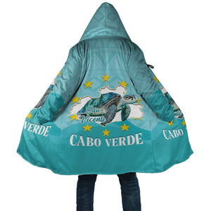 Sao Vincente Cabo Verde Cloak Map With Sea Turtle African Pattern