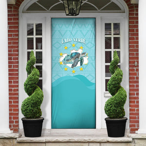 Sao Vincente Cabo Verde Door Cover Map With Sea Turtle African Pattern