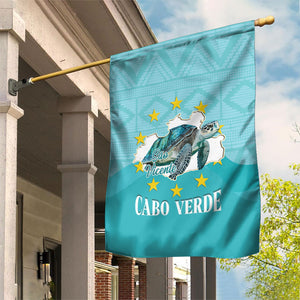 Sao Vincente Cabo Verde Garden Flag Map With Sea Turtle African Pattern