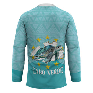 Sao Vincente Cabo Verde Hockey Jersey Map With Sea Turtle African Pattern