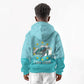 Sao Vincente Cabo Verde Kid Hoodie Map With Sea Turtle African Pattern