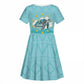 Sao Vincente Cabo Verde Kid Short Sleeve Dress Map With Sea Turtle African Pattern