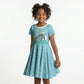Sao Vincente Cabo Verde Kid Short Sleeve Dress Map With Sea Turtle African Pattern