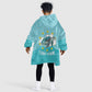 Sao Vincente Cabo Verde Kid Wearable Blanket Hoodie Map With Sea Turtle African Pattern