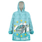Sao Vincente Cabo Verde Kid Wearable Blanket Hoodie Map With Sea Turtle African Pattern