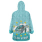 Sao Vincente Cabo Verde Kid Wearable Blanket Hoodie Map With Sea Turtle African Pattern