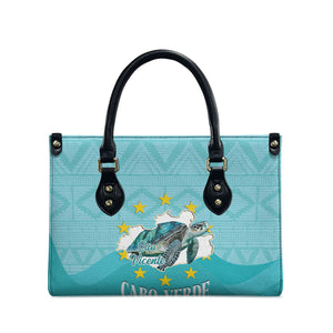 Sao Vincente Cabo Verde Leather Bag Map With Sea Turtle African Pattern