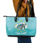 Sao Vincente Cabo Verde Leather Tote Bag Map With Sea Turtle African Pattern