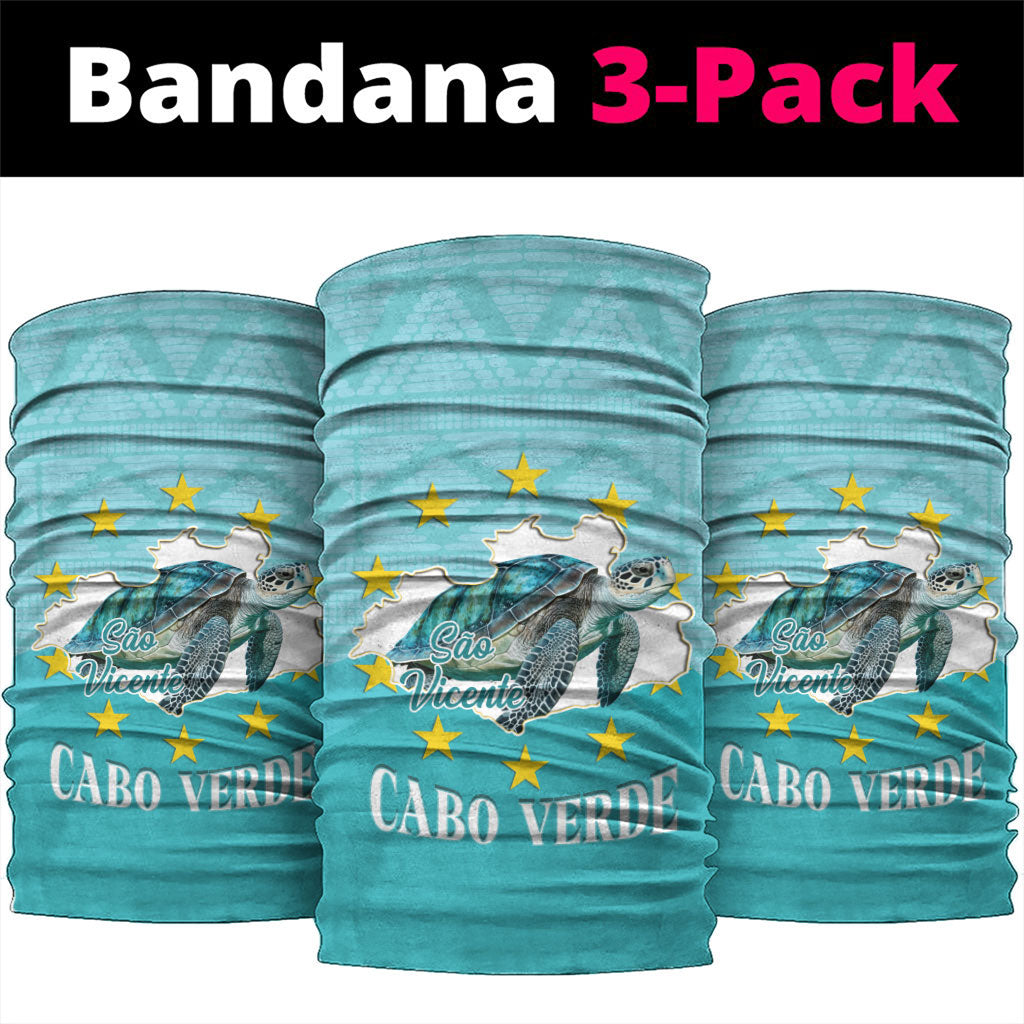 Sao Vincente Cabo Verde Neck Gaiter Map With Sea Turtle African Pattern