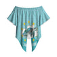 Sao Vincente Cabo Verde Off Shoulder Wrap Waist Top Map With Sea Turtle African Pattern