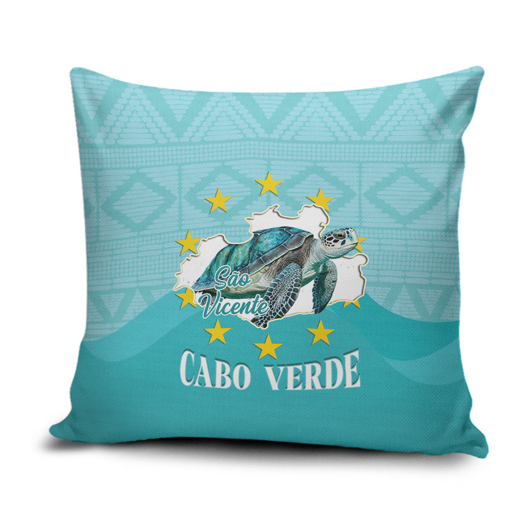 Sao Vincente Cabo Verde Pillow Cover Map With Sea Turtle African Pattern