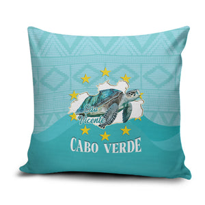 Sao Vincente Cabo Verde Pillow Cover Map With Sea Turtle African Pattern