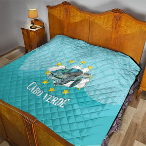 Sao Vincente Cabo Verde Quilt Map With Sea Turtle African Pattern