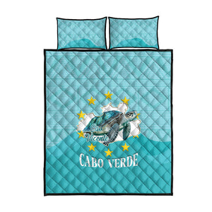 Sao Vincente Cabo Verde Quilt Bed Set Map With Sea Turtle African Pattern