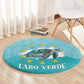 Sao Vincente Cabo Verde Round Carpet Map With Sea Turtle African Pattern