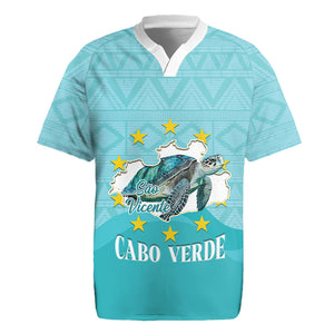Sao Vincente Cabo Verde Rugby Jersey Map With Sea Turtle African Pattern