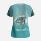 Sao Vincente Cabo Verde Scrub Top Map With Sea Turtle African Pattern