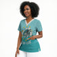 Sao Vincente Cabo Verde Scrub Top Map With Sea Turtle African Pattern