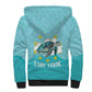 Sao Vincente Cabo Verde Sherpa Hoodie Map With Sea Turtle African Pattern