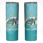 Sao Vincente Cabo Verde Skinny Tumbler Map With Sea Turtle African Pattern