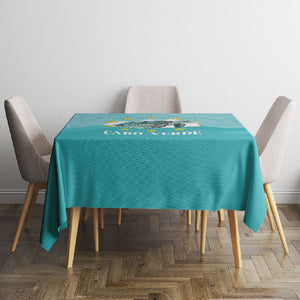 Sao Vincente Cabo Verde Tablecloth Map With Sea Turtle African Pattern