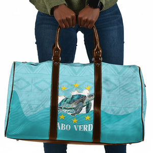 Sao Vincente Cabo Verde Travel Bag Map With Sea Turtle African Pattern
