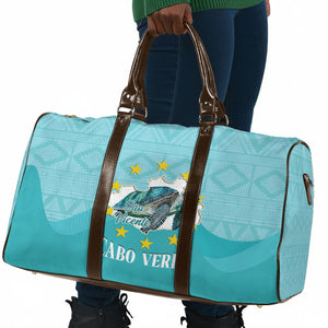 Sao Vincente Cabo Verde Travel Bag Map With Sea Turtle African Pattern