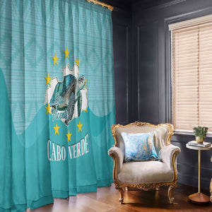 Sao Vincente Cabo Verde Window Curtain Map With Sea Turtle African Pattern