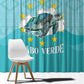 Sao Vincente Cabo Verde Window Curtain Map With Sea Turtle African Pattern