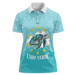 Sao Vincente Cabo Verde Women Polo Shirt Map With Sea Turtle African Pattern