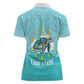 Sao Vincente Cabo Verde Women Polo Shirt Map With Sea Turtle African Pattern