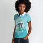 Sao Vincente Cabo Verde Women Polo Shirt Map With Sea Turtle African Pattern