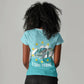 Sao Vincente Cabo Verde Women V-Neck T-Shirt Map With Sea Turtle African Pattern