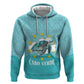 Sao Vincente Cabo Verde Zip Hoodie Map With Sea Turtle African Pattern