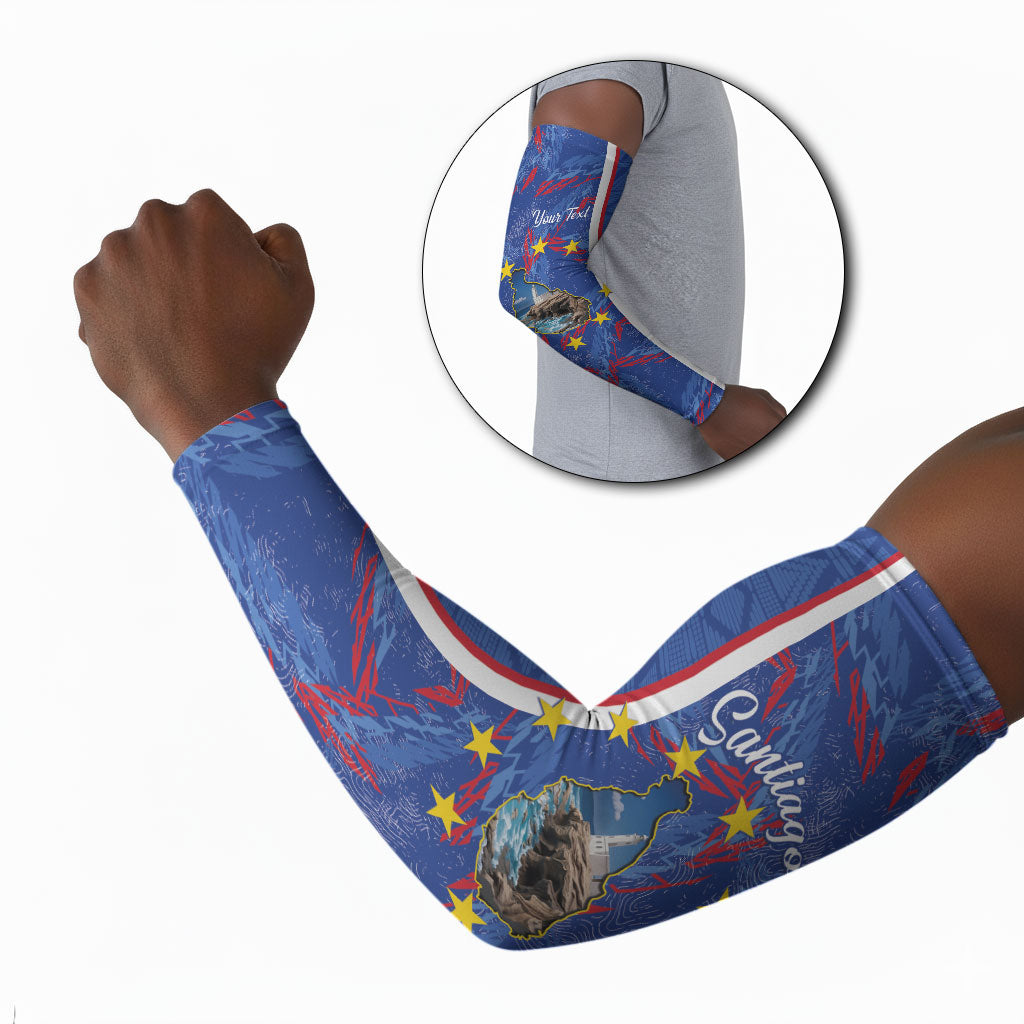 Personalized Santiago Cabo Verde Arm Sleeves Map With Farol de Dona Maria Pia