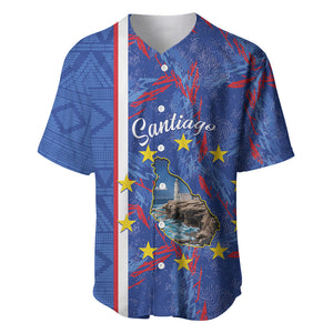 Personalized Santiago Cabo Verde Baseball Jersey Map With Farol de Dona Maria Pia