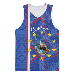 Personalized Santiago Cabo Verde Basketball Jersey Map With Farol de Dona Maria Pia