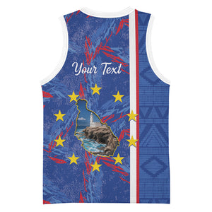 Personalized Santiago Cabo Verde Basketball Jersey Map With Farol de Dona Maria Pia