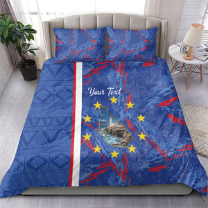 Personalized Santiago Cabo Verde Bedding Set Map With Farol de Dona Maria Pia