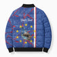 Personalized Santiago Cabo Verde Bomber Puffer Jacket Map With Farol de Dona Maria Pia