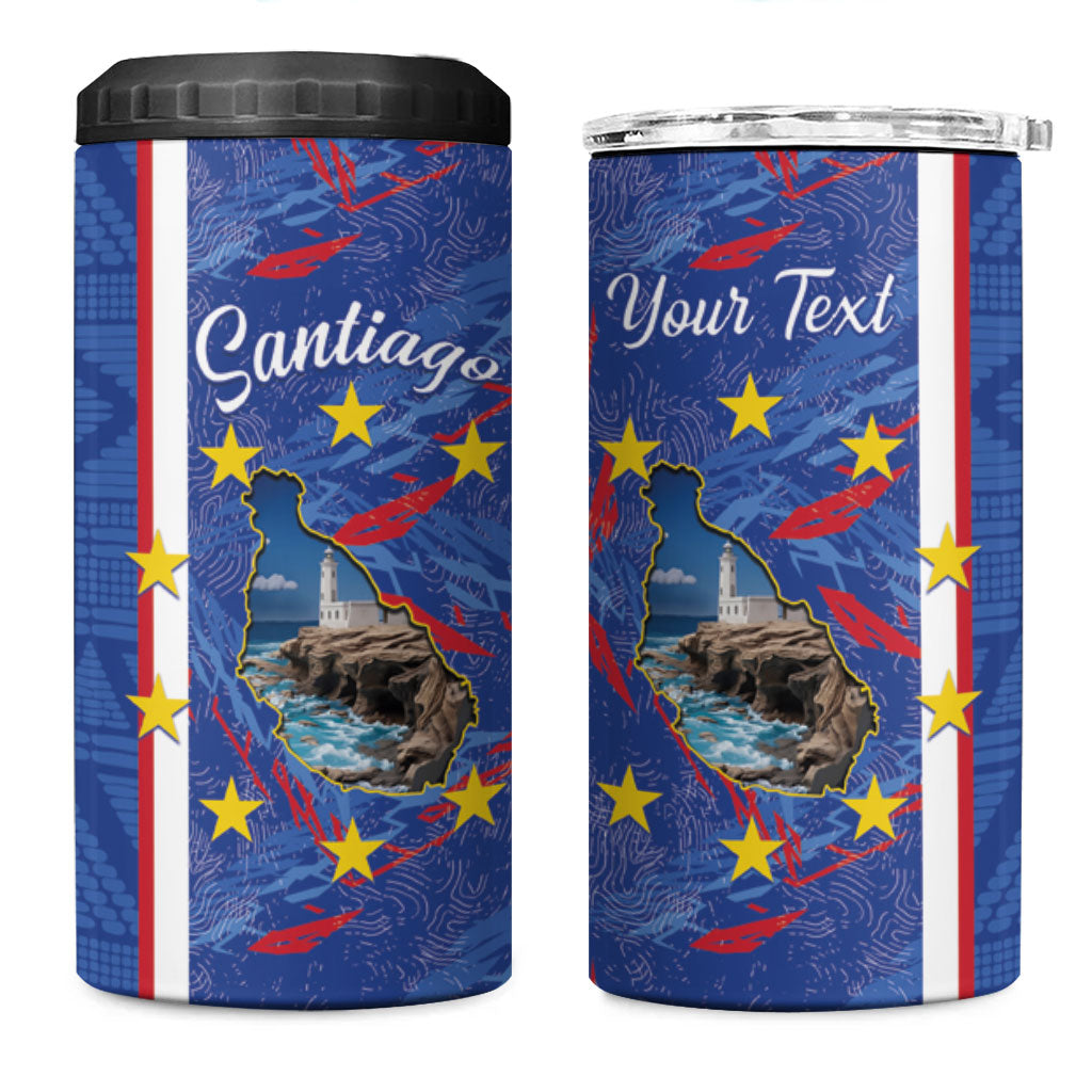Personalized Santiago Cabo Verde 4 in 1 Can Cooler Tumbler Map With Farol de Dona Maria Pia