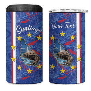 Personalized Santiago Cabo Verde 4 in 1 Can Cooler Tumbler Map With Farol de Dona Maria Pia
