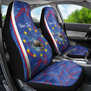 Personalized Santiago Cabo Verde Car Seat Cover Map With Farol de Dona Maria Pia