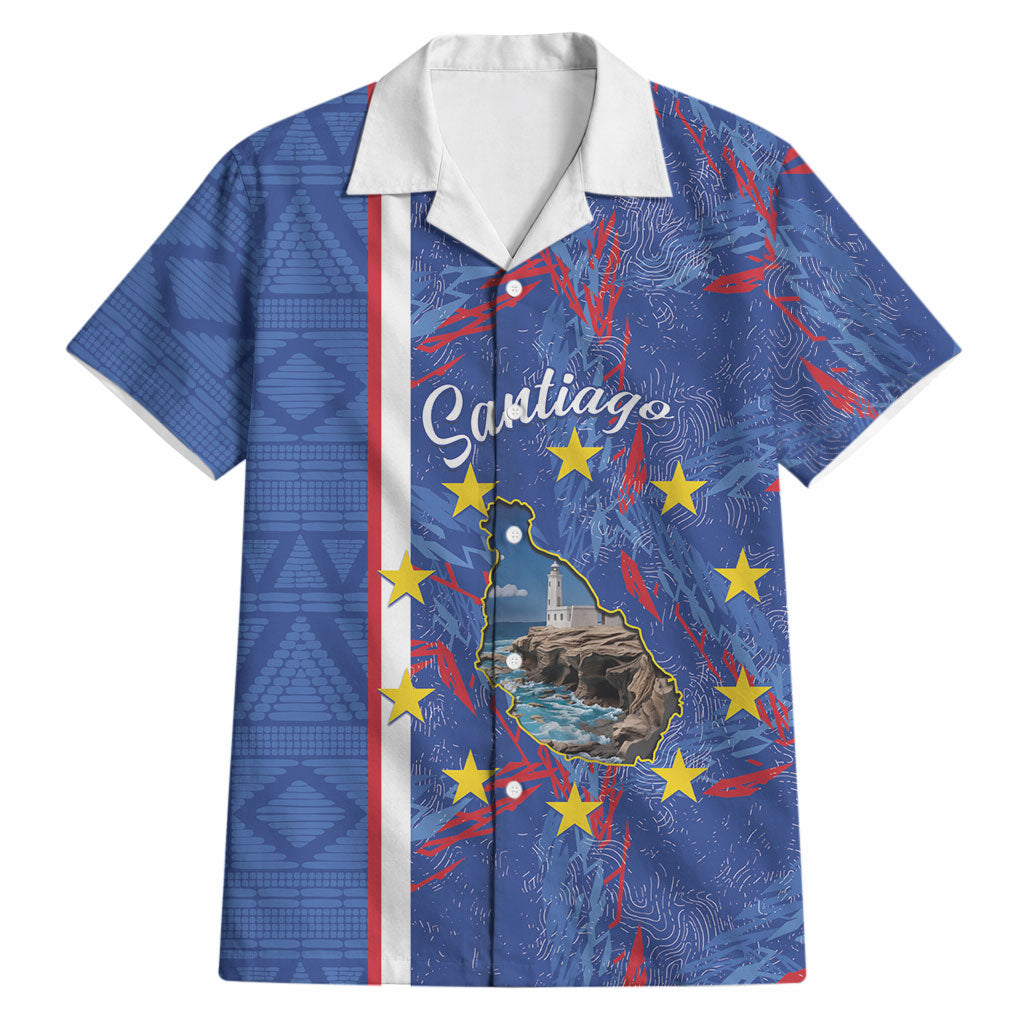Personalized Santiago Cabo Verde Hawaiian Shirt Map With Farol de Dona Maria Pia