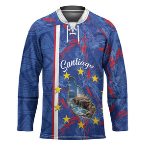 Personalized Santiago Cabo Verde Hockey Jersey Map With Farol de Dona Maria Pia