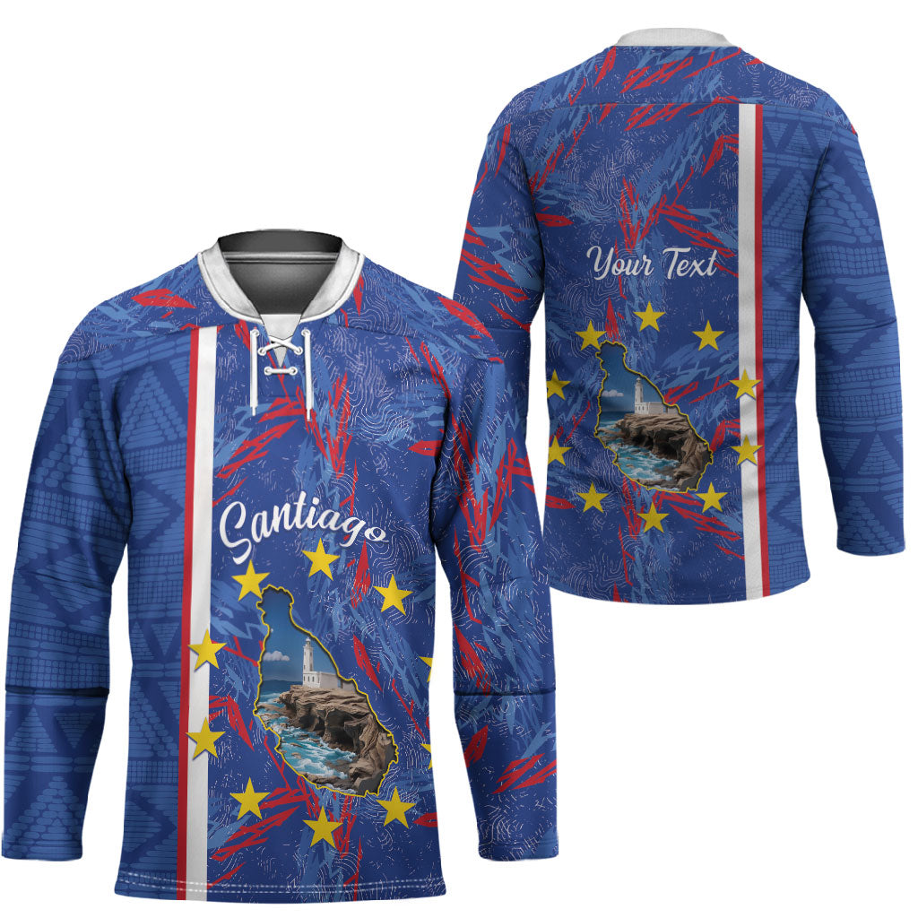 Personalized Santiago Cabo Verde Hockey Jersey Map With Farol de Dona Maria Pia