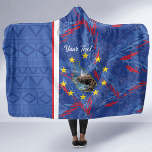 Personalized Santiago Cabo Verde Hooded Blanket Map With Farol de Dona Maria Pia