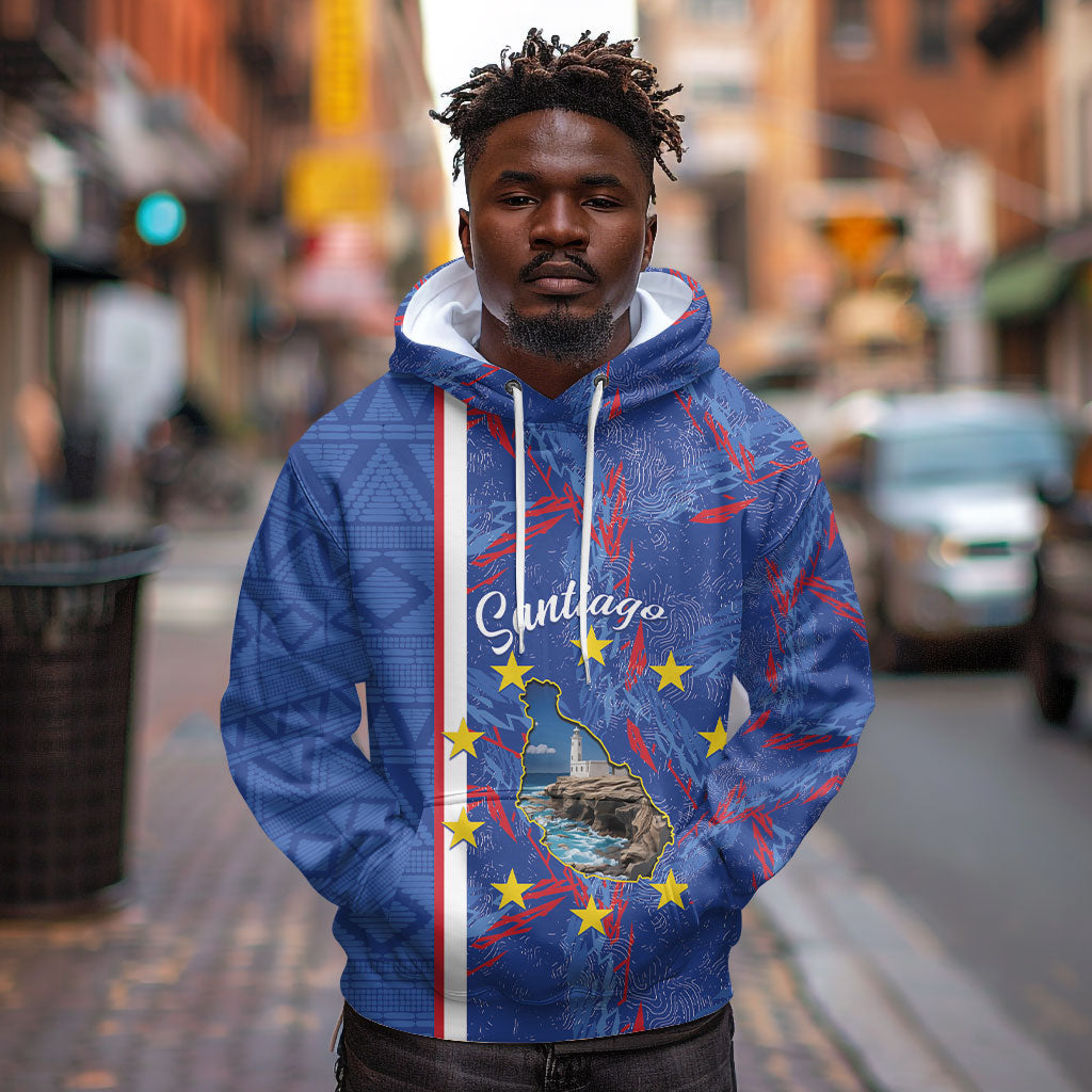 Personalized Santiago Cabo Verde Hoodie Map With Farol de Dona Maria Pia